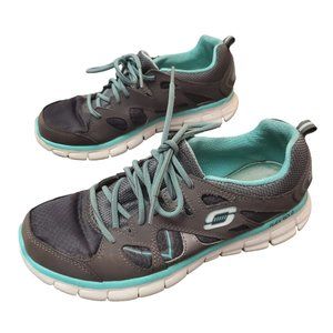 Skechers Womens Synergy Memory Sole 11681 Trainer Shoe Gray Turquoise Size 7.5